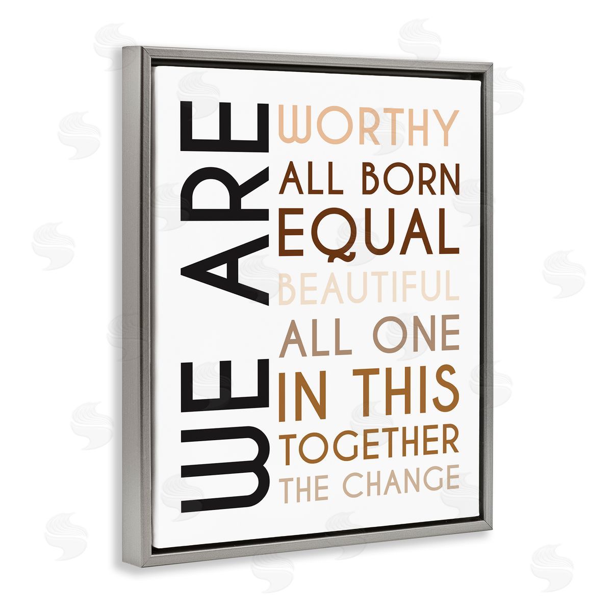 Tenisha Proctor We Are Worthy Inspirational Phrase Equality Statement Gray Floater Frame Canvas Art