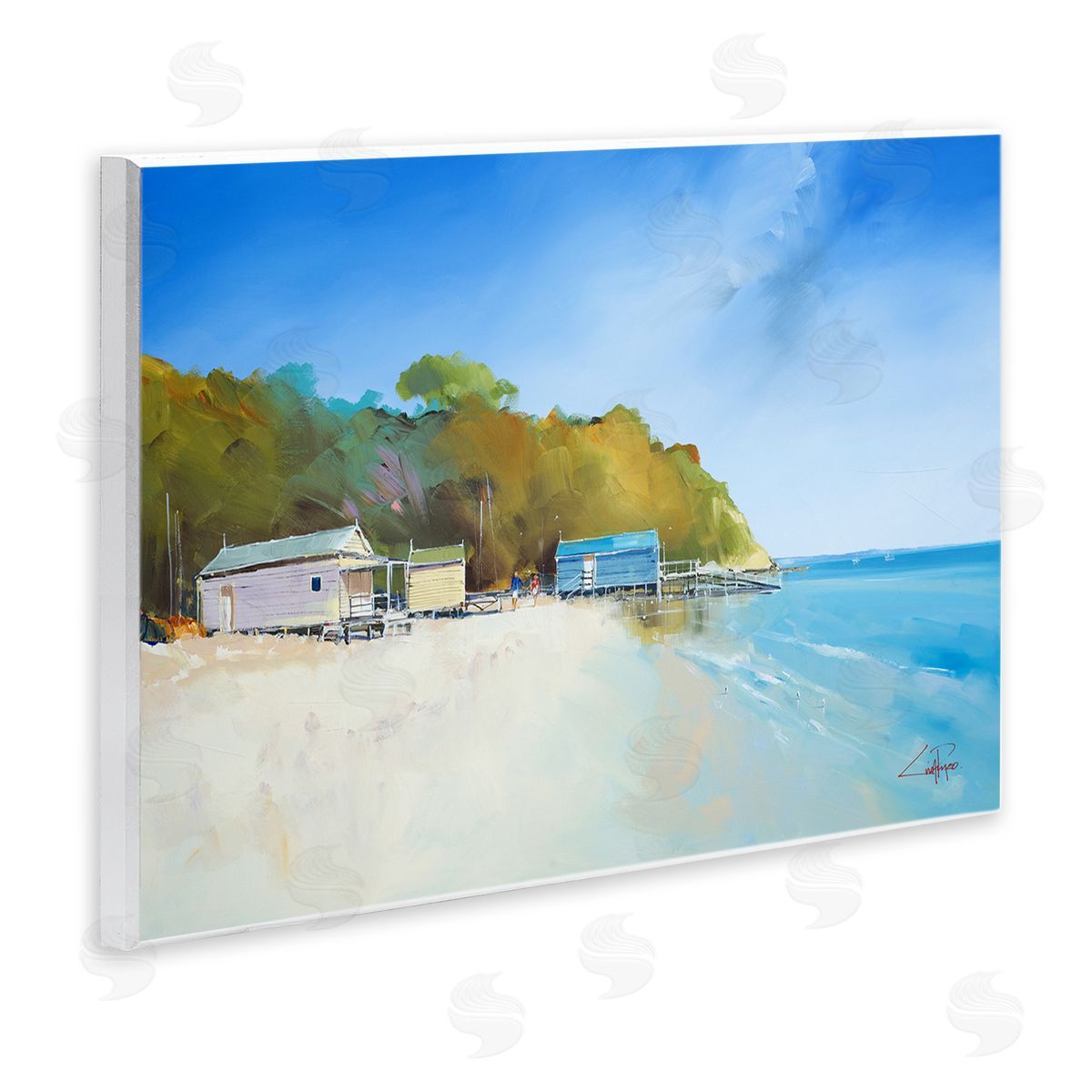 Craig Trewin Penny Boat Shacks on Sandy Coast Beach Line Wall Plaque Art