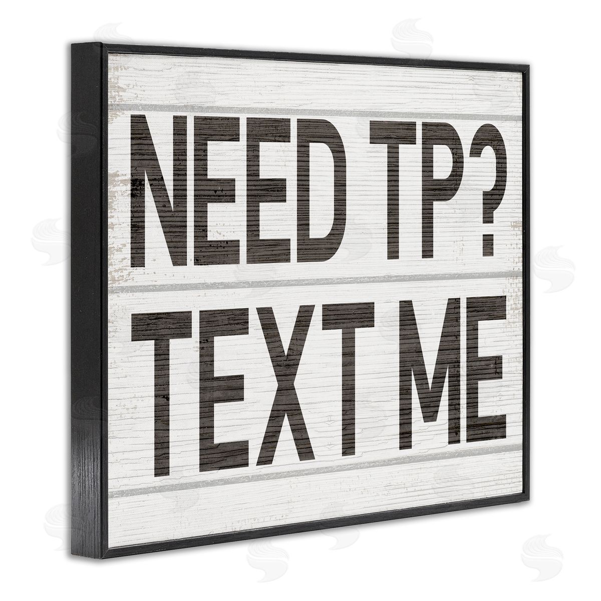 Stupell Studio Need TP Text Me Rustic Vintage Bathroom Sign Black Framed Giclee Wall Art