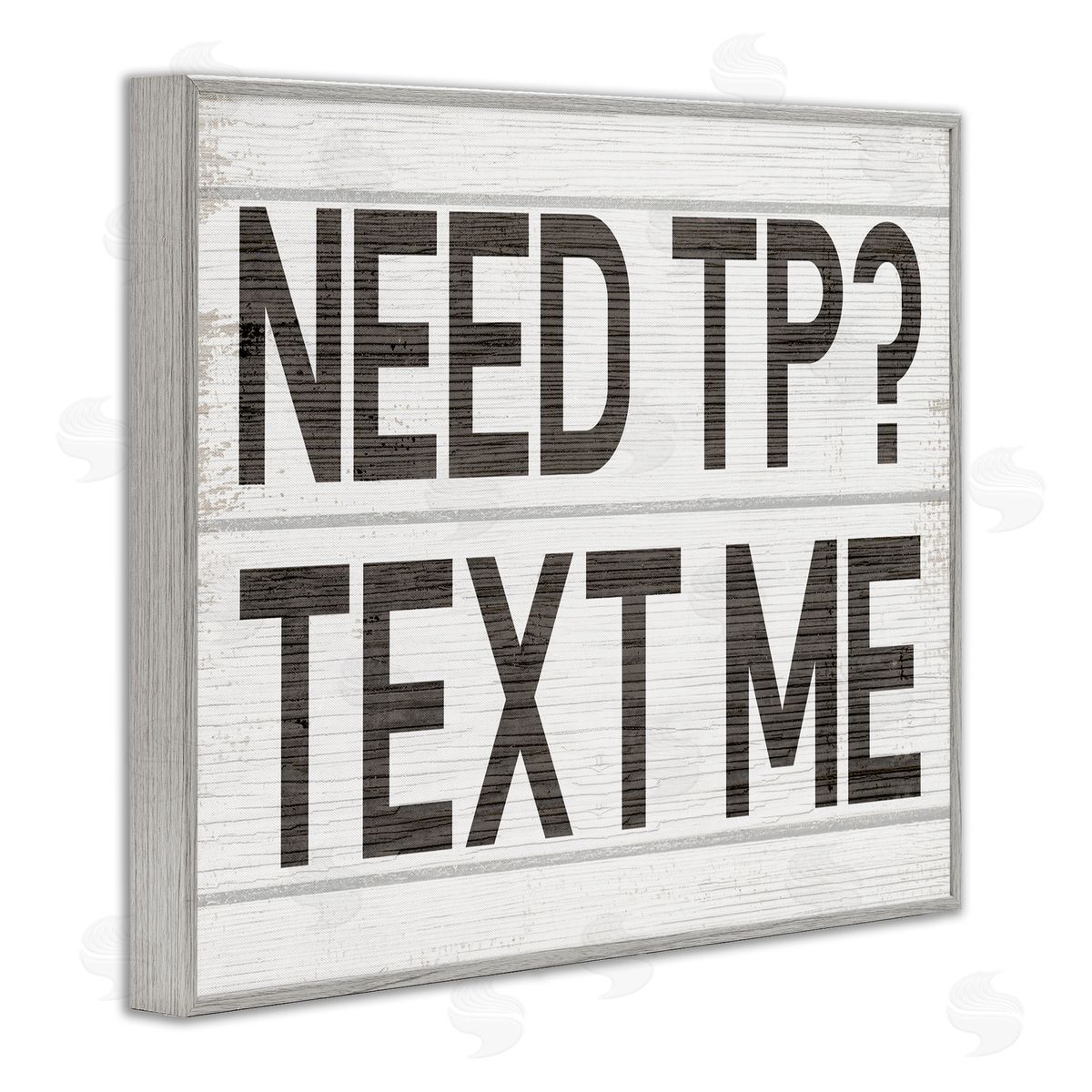 Stupell Studio Need TP Text Me Rustic Vintage Bathroom Sign Gray Framed Giclee Wall Art