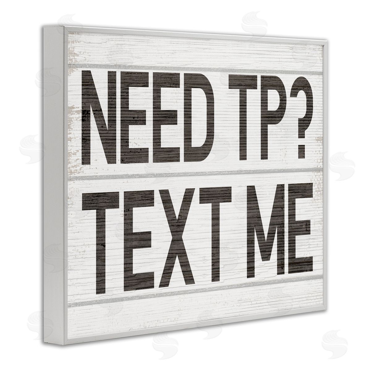 Stupell Studio Need TP Text Me Rustic Vintage Bathroom Sign White Framed Giclee Wall Art