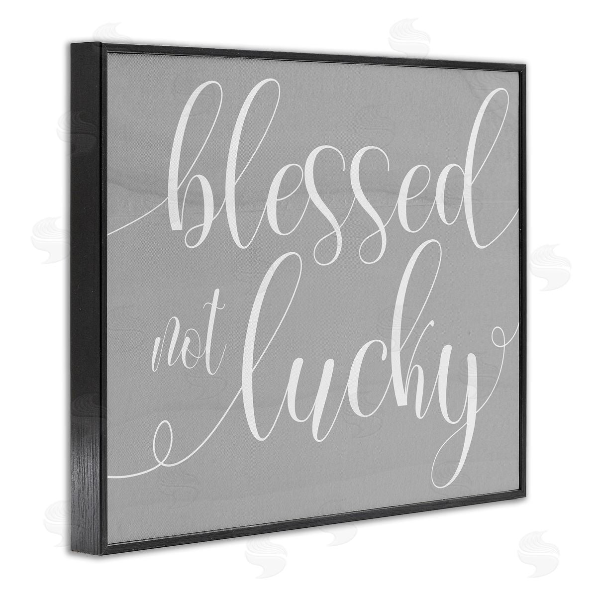 Stupell Studio Blessed Not Lucky Quote Soft Cursive Typography Black Framed Giclee Wall Art