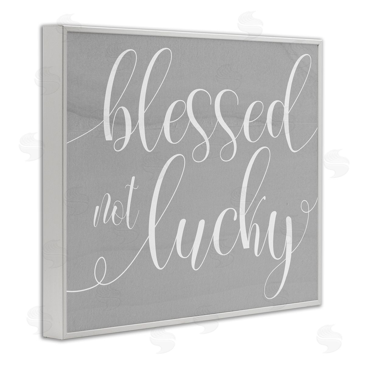 Stupell Studio Blessed Not Lucky Quote Soft Cursive Typography White Framed Giclee Wall Art