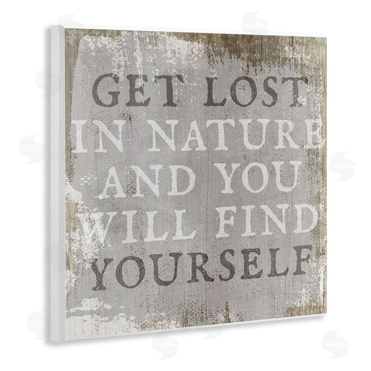 Stupell Studio Get Lost In Nature Phrase Grey Rustic Distress Wall Plaque Art
