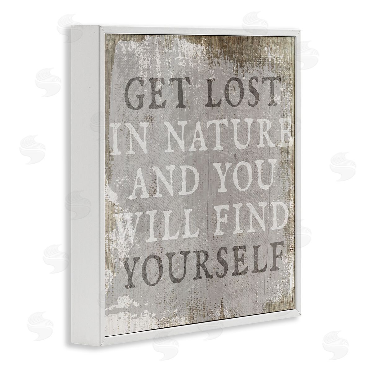 Stupell Studio Get Lost In Nature Phrase Grey Rustic Distress White Framed Giclee Wall Art