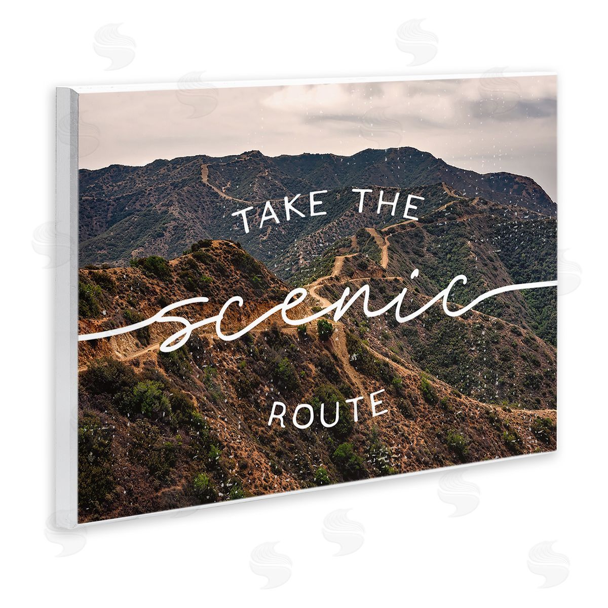 Stupell Studio Take Scenic Route Phrase Mountain Road Landscape Wall Plaque Art