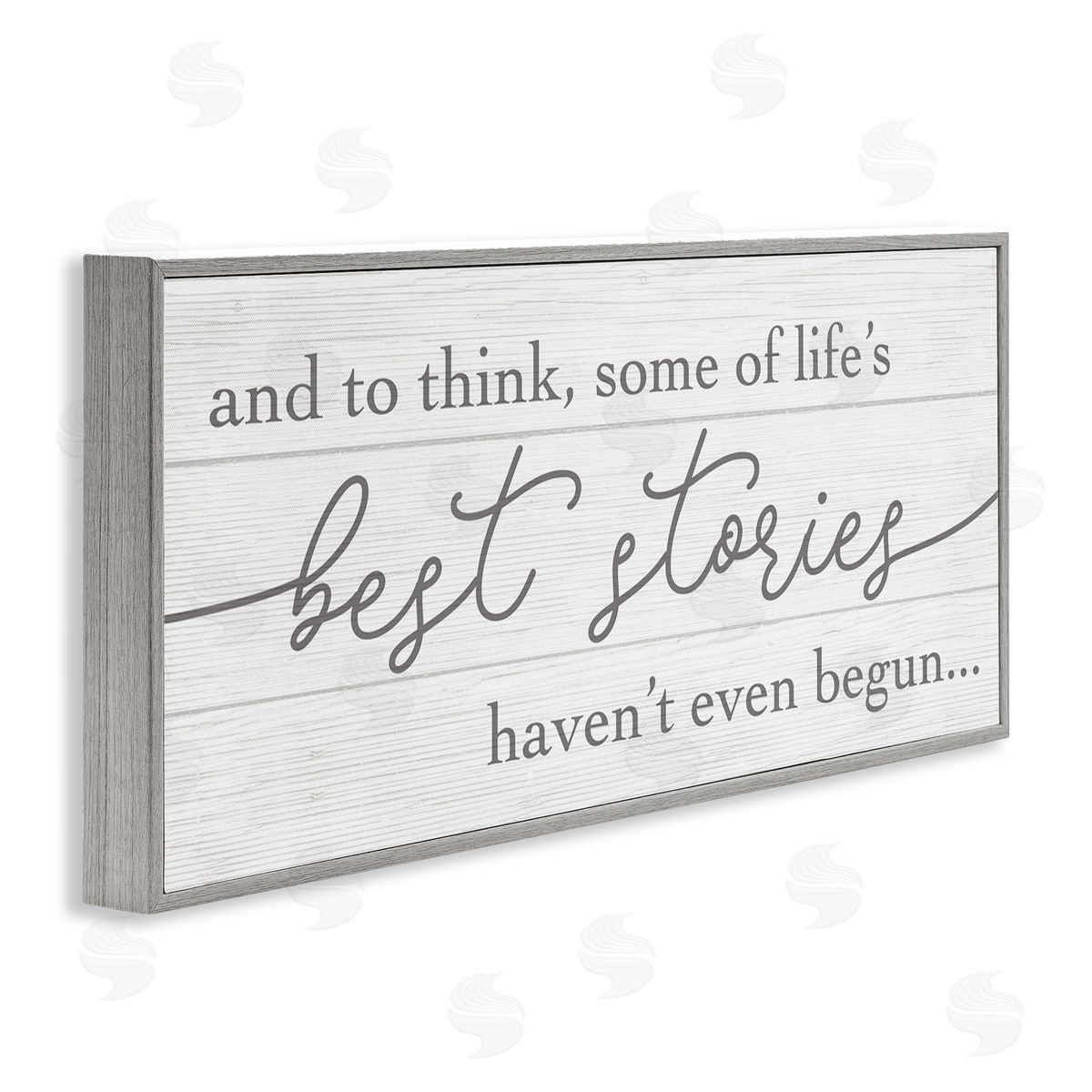Stupell Studio Life's Best Stories Haven't Begun Phrase White Grey Gray Framed Giclee Wall Art