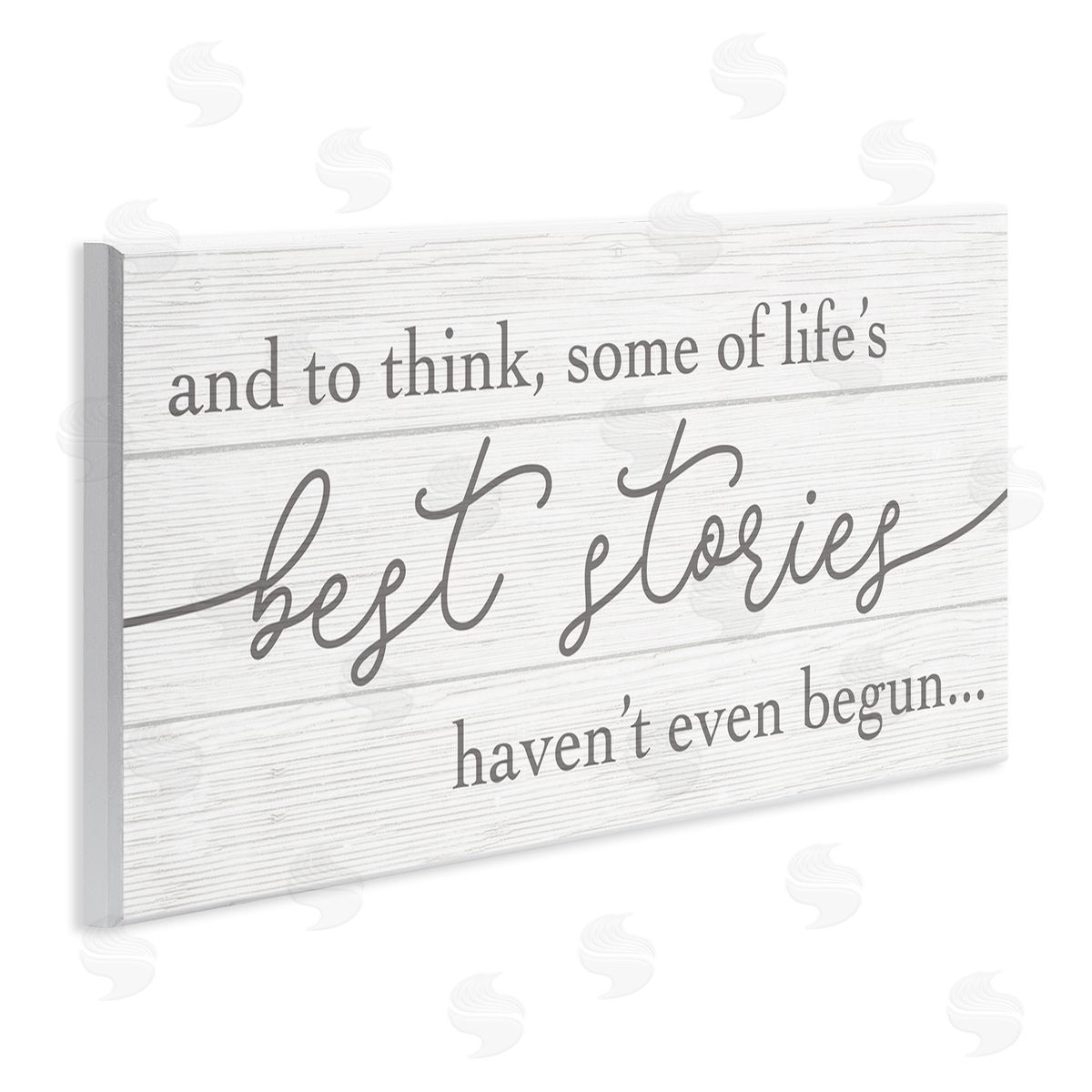 Stupell Studio Life's Best Stories Haven't Begun Phrase White Grey Wall Plaque Art