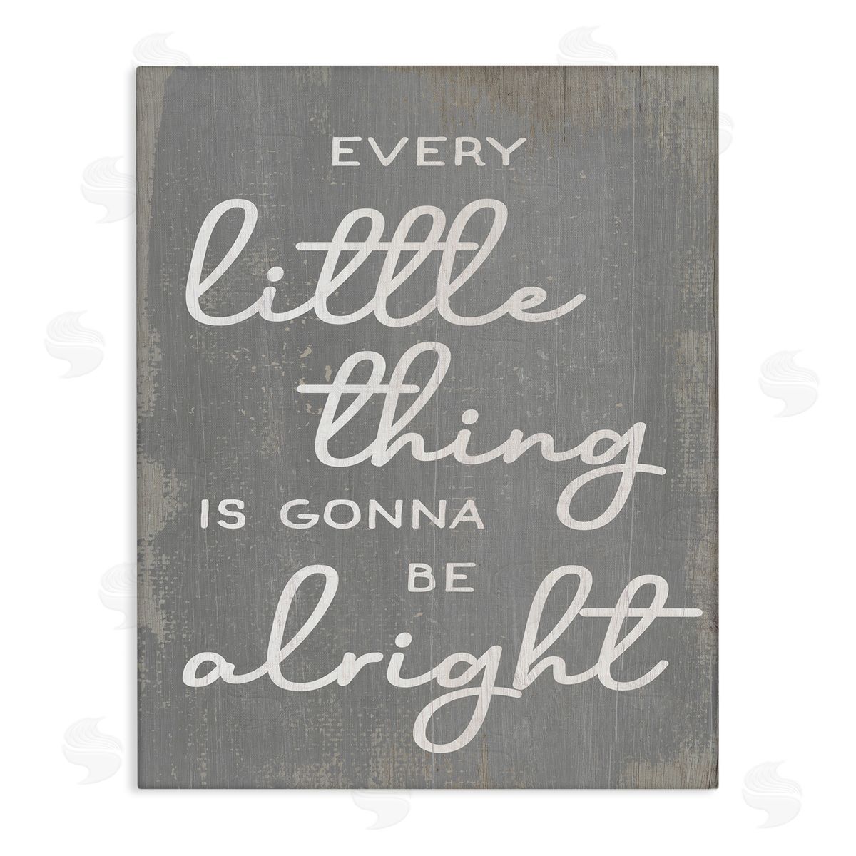 Stupell Studio Every Little Thing Positivity Phrase Rustic Grey White Canvas Wall Art