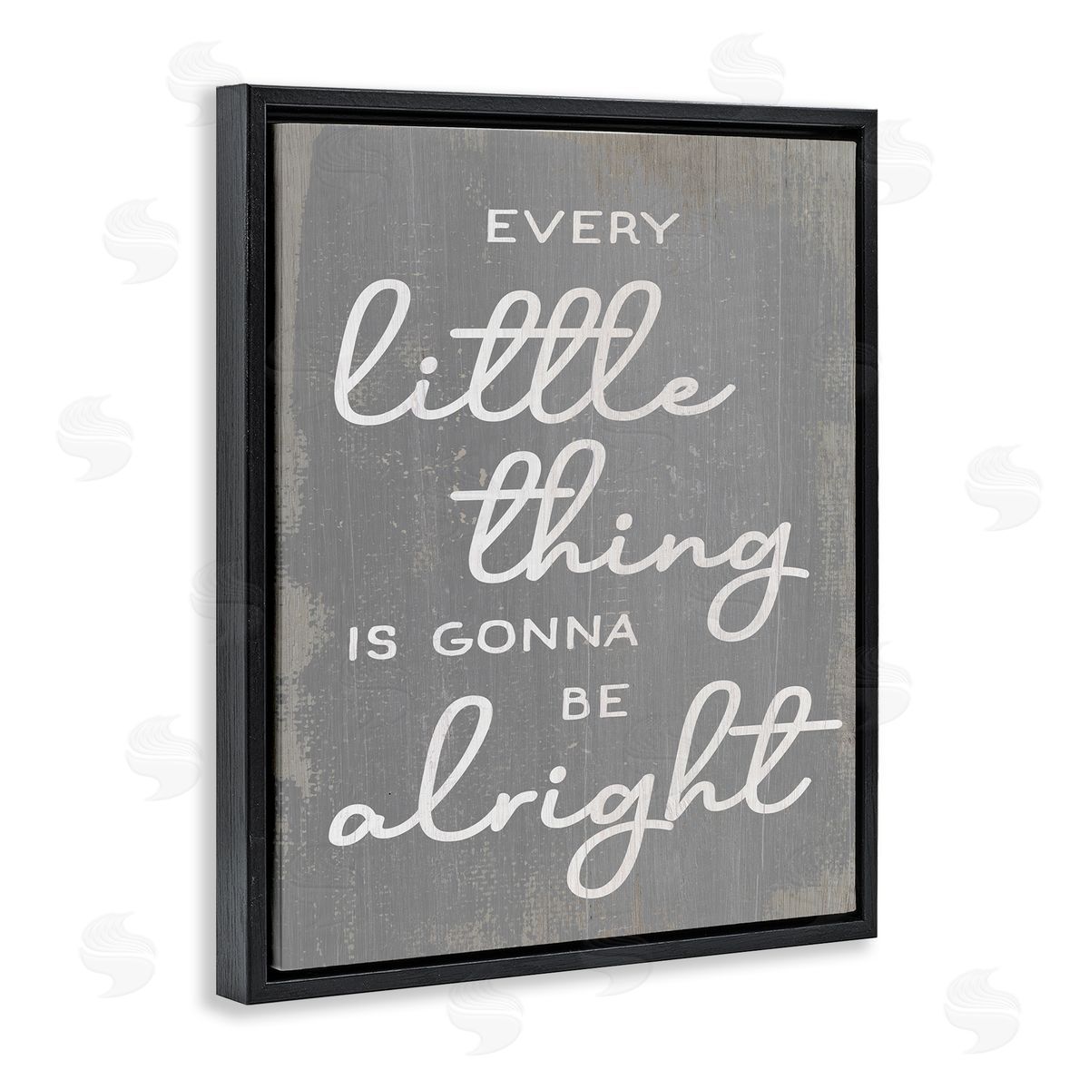 Stupell Studio Every Little Thing Positivity Phrase Rustic Grey White Black Floater Frame Canvas Art