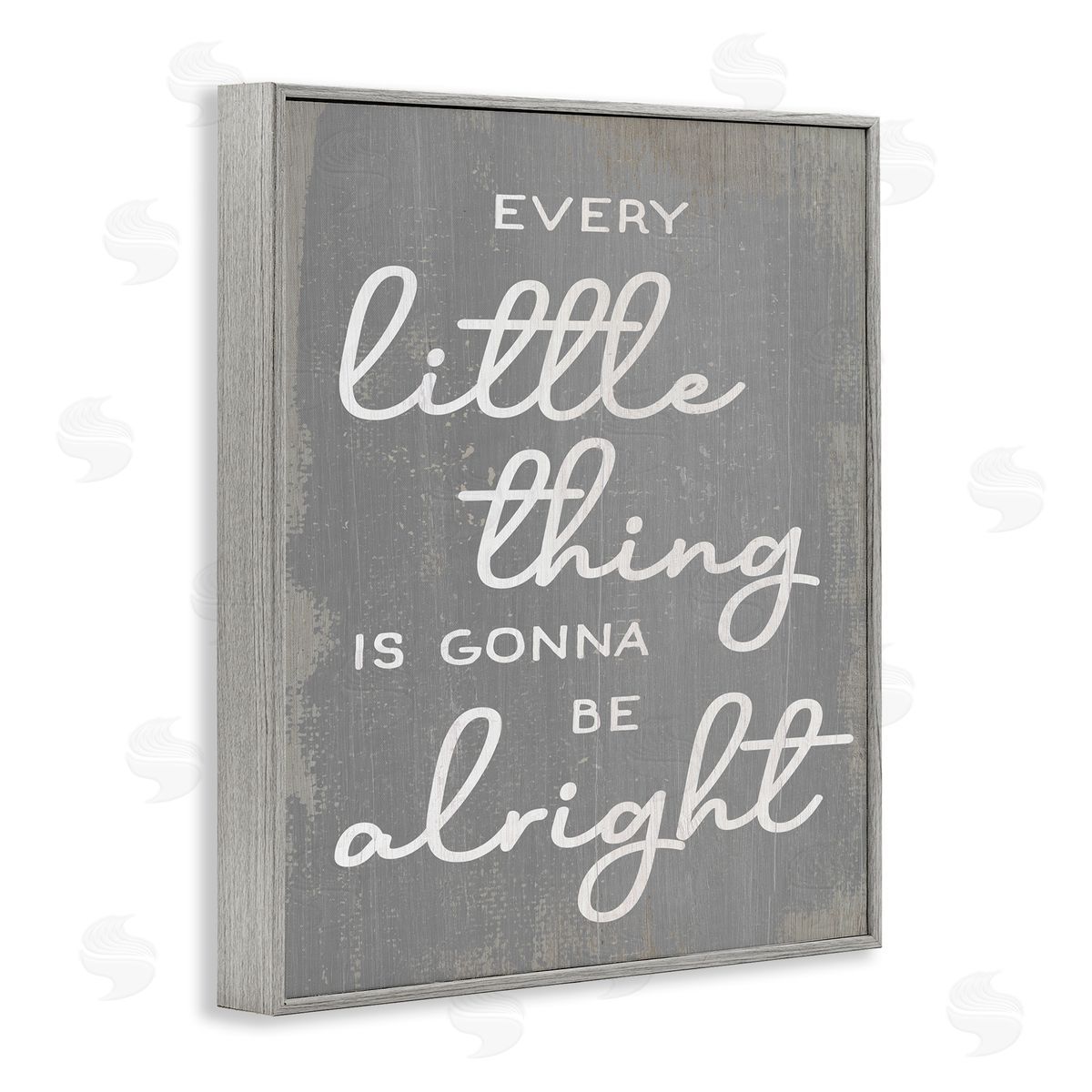 Stupell Studio Every Little Thing Positivity Phrase Rustic Grey White Gray Framed Giclee Wall Art