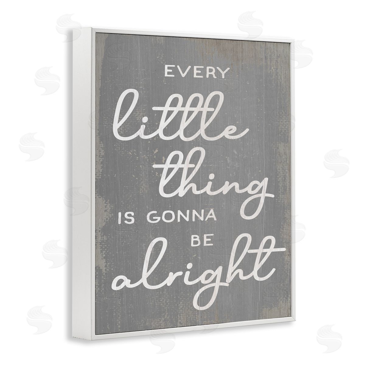 Stupell Studio Every Little Thing Positivity Phrase Rustic Grey White White Framed Giclee Wall Art