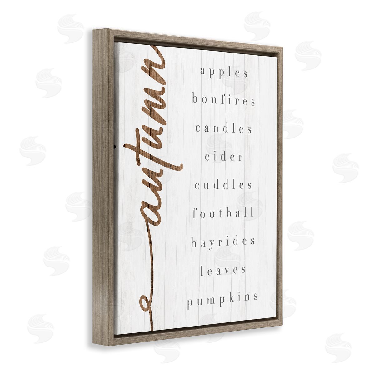 Stupell Studio Autumn Harvest Season Checklist Country Charm Brown Floater Frame Canvas Art