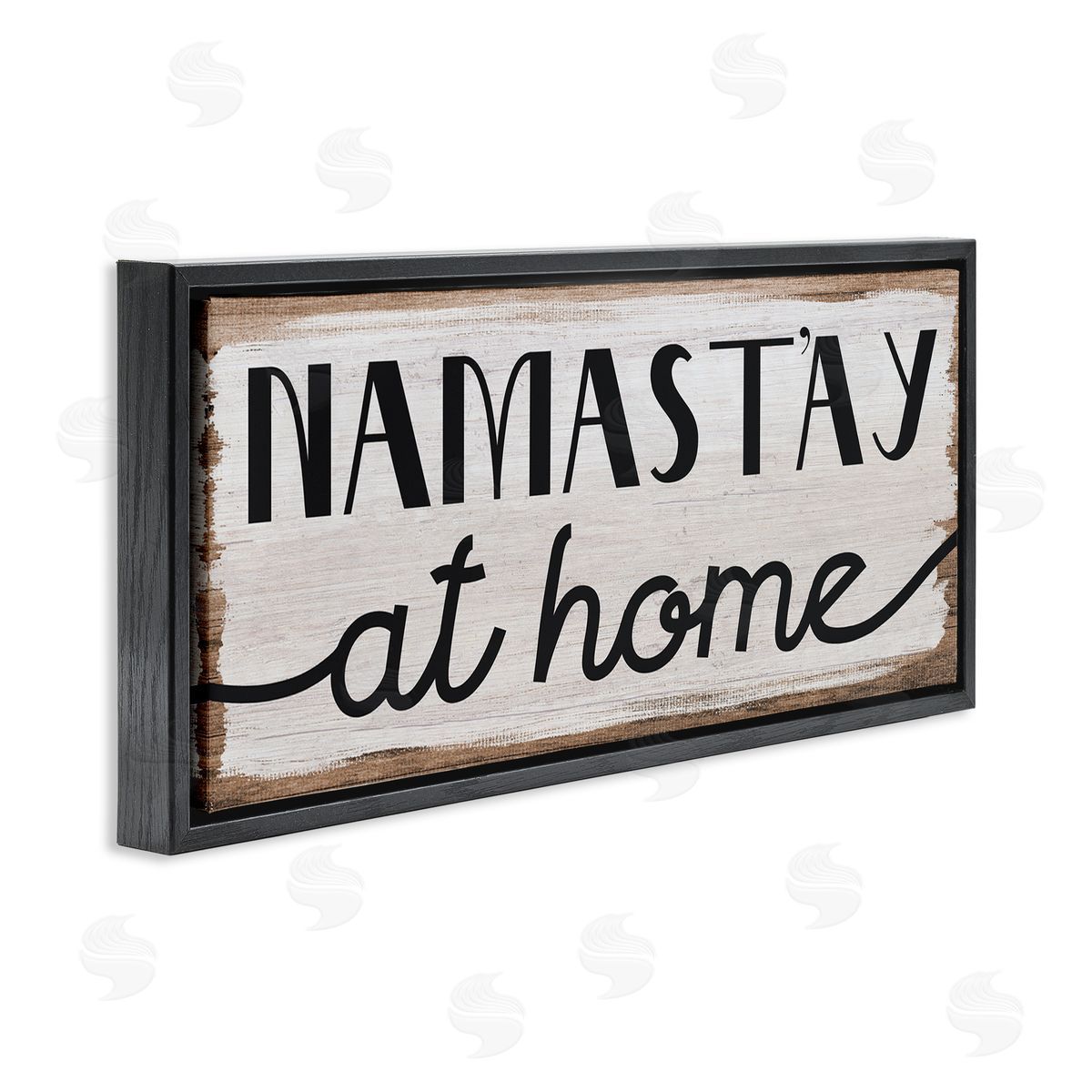 Stupell Studio Namastay At Home Phrase Rustic Self-Care Pun Black Floater Frame Canvas Art