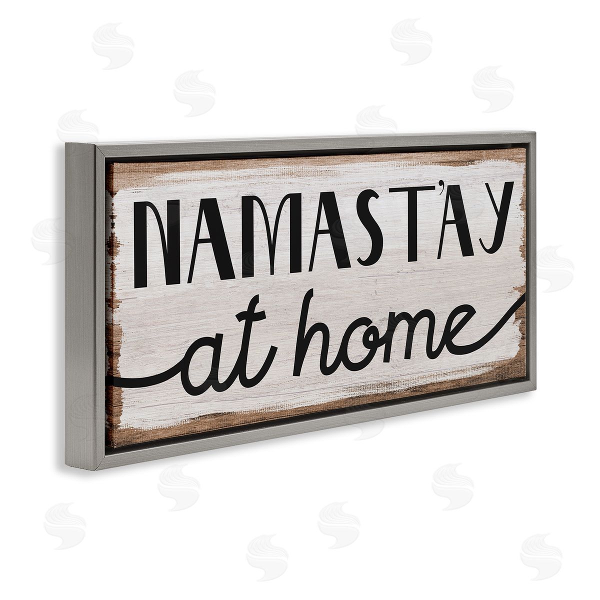 Stupell Studio Namastay At Home Phrase Rustic Self-Care Pun Gray Floater Frame Canvas Art