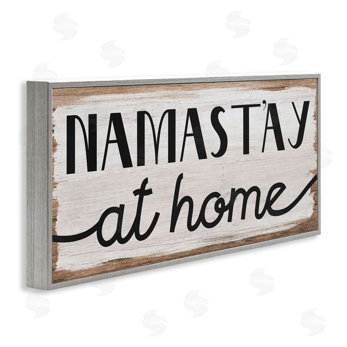 Stupell Studio Namastay At Home Phrase Rustic Self-Care Pun Gray Framed Giclee Wall Art