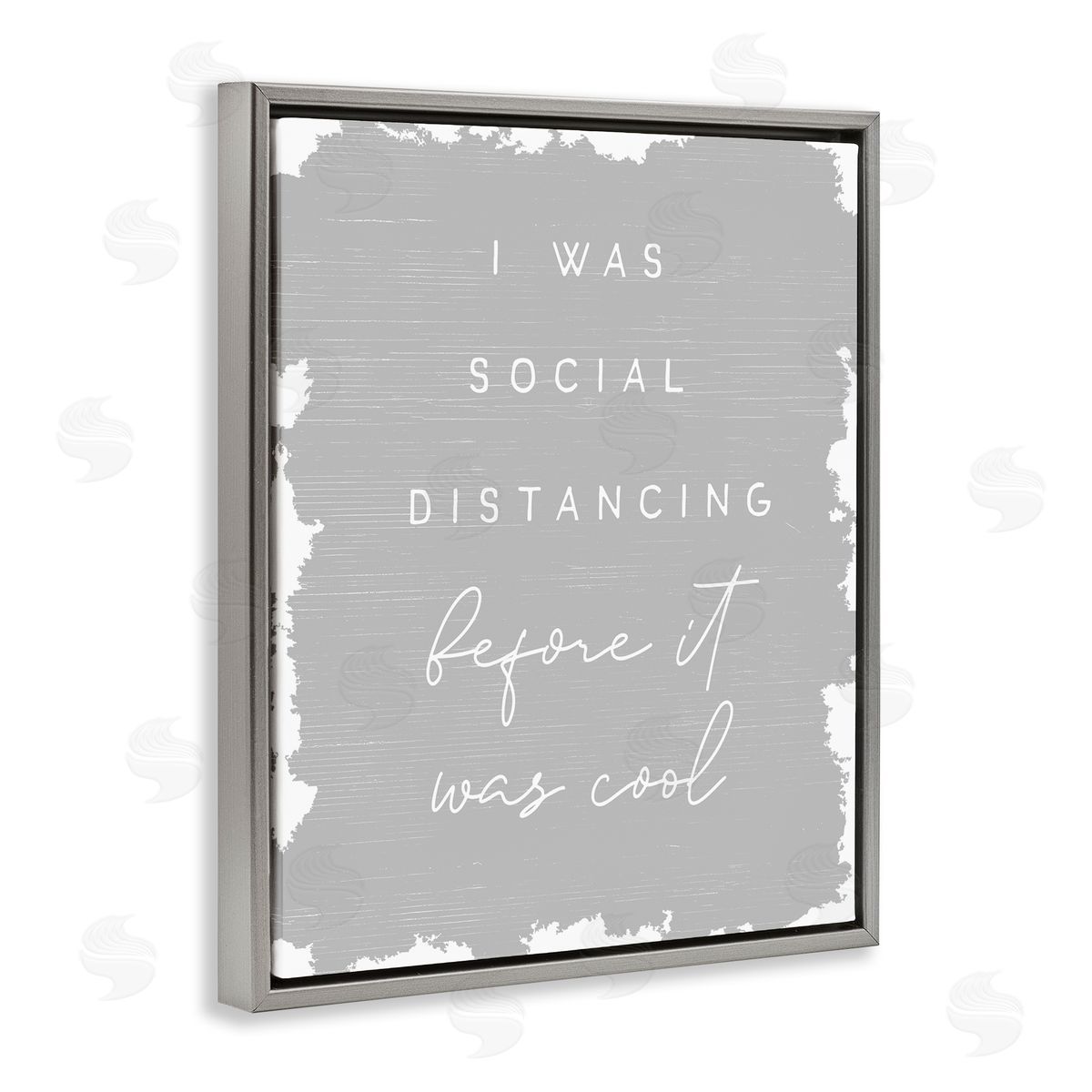 Stupell Studio Social Distancing Before It�s Cool Sassy Hipster Phrase Gray Floater Frame Canvas Art