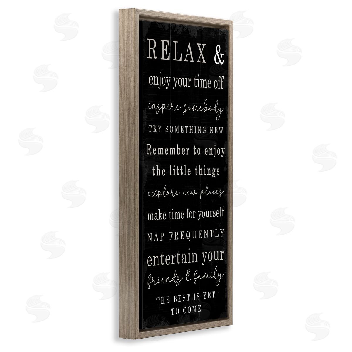 Stupell Studio Relax and Enjoy Self Care Phrases Work Break Motivational Brown Floater Frame Canvas Art