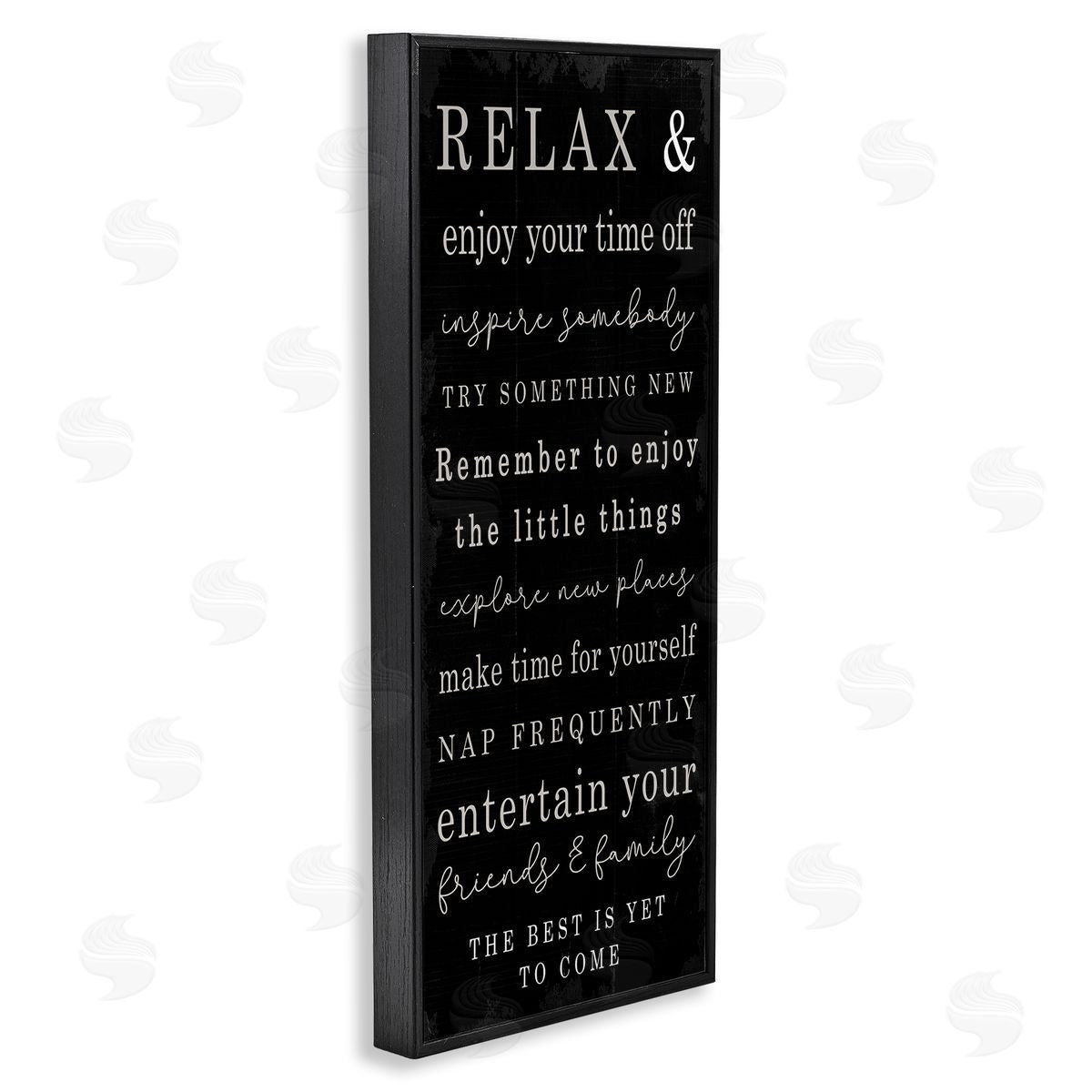 Stupell Studio Relax and Enjoy Self Care Phrases Work Break Motivational Black Framed Giclee Wall Art