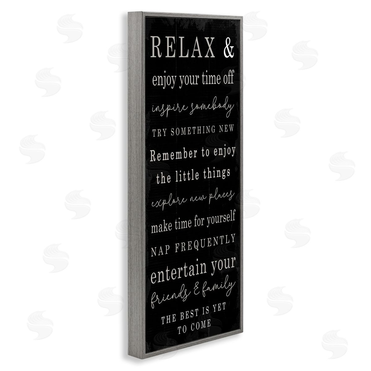 Stupell Studio Relax and Enjoy Self Care Phrases Work Break Motivational Gray Framed Giclee Wall Art