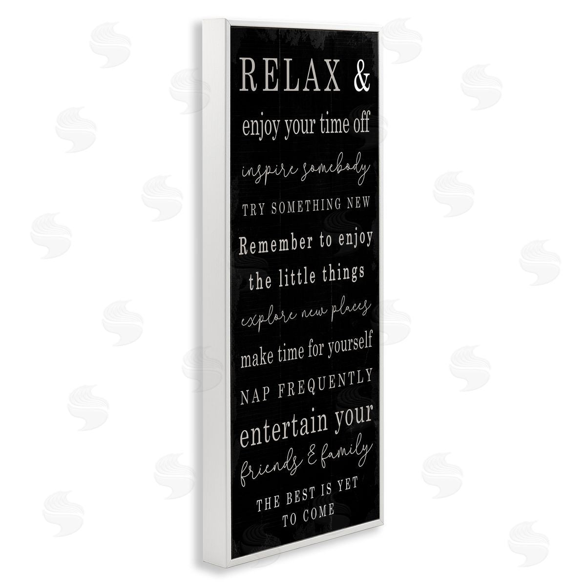 Stupell Studio Relax and Enjoy Self Care Phrases Work Break Motivational White Framed Giclee Wall Art