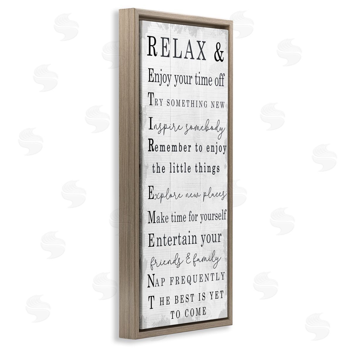 Stupell Studio Relax and Enjoy Retirement Phrases Self-Care Message Brown Floater Frame Canvas Art