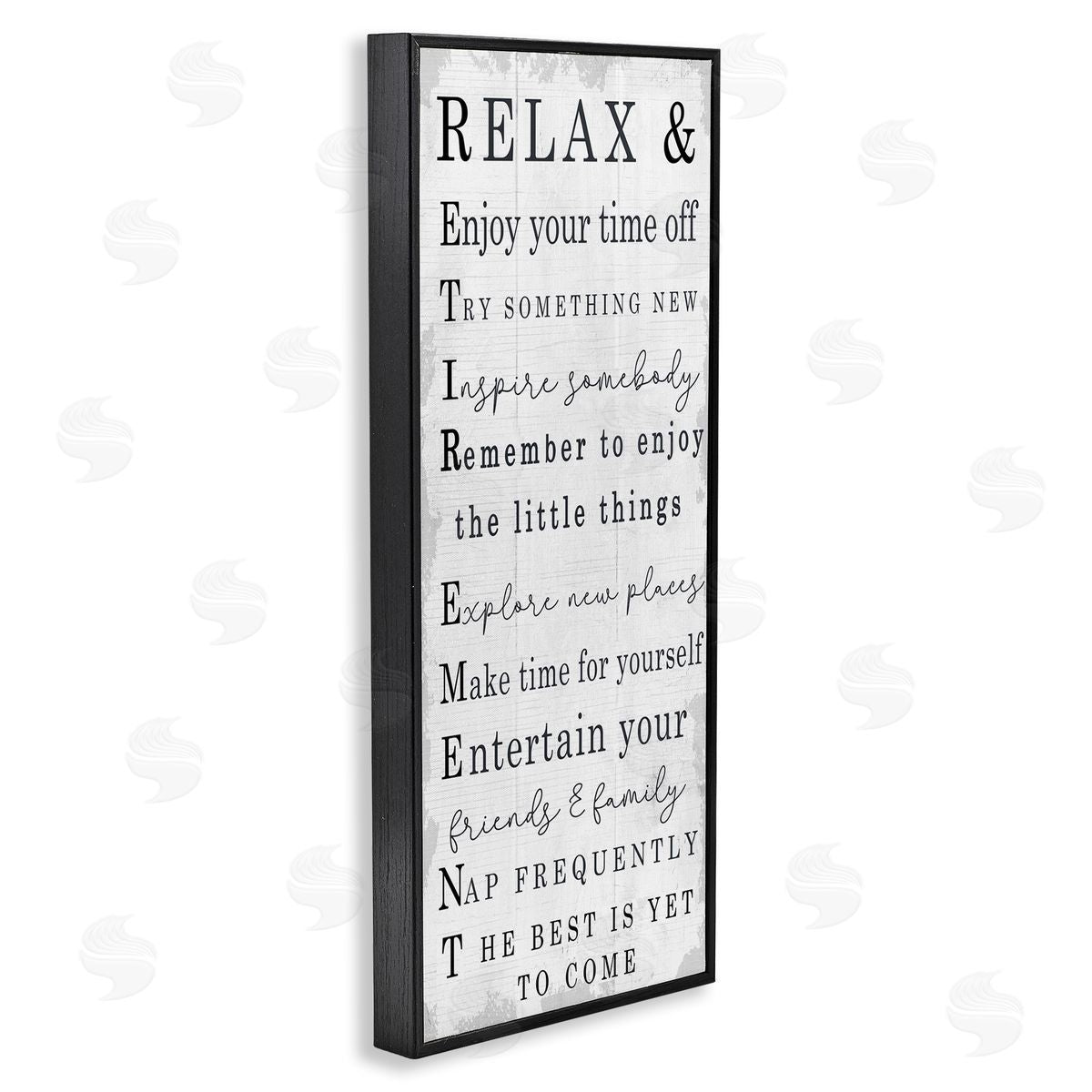 Stupell Studio Relax and Enjoy Retirement Phrases Self-Care Message Black Framed Giclee Wall Art
