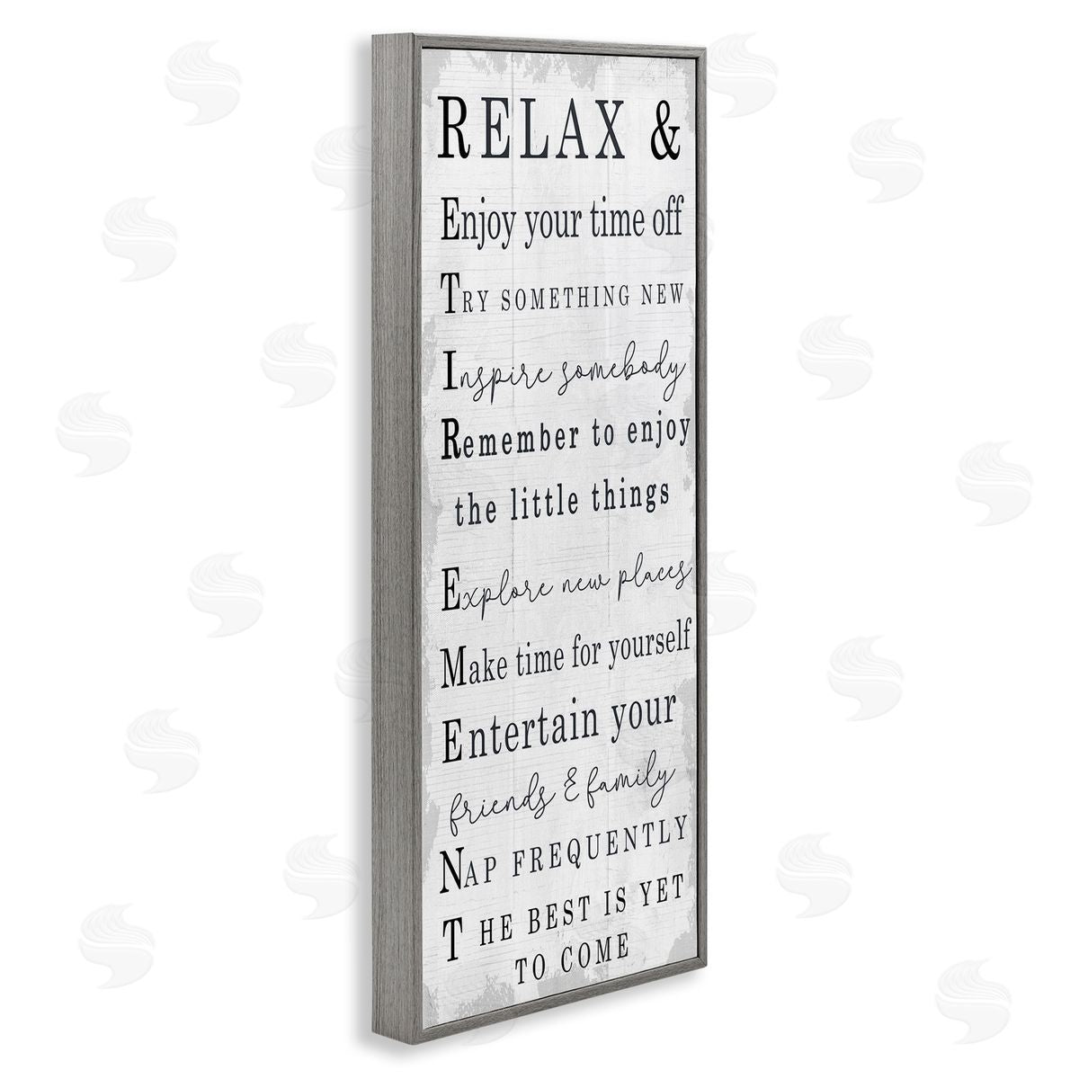 Stupell Studio Relax and Enjoy Retirement Phrases Self-Care Message Gray Framed Giclee Wall Art