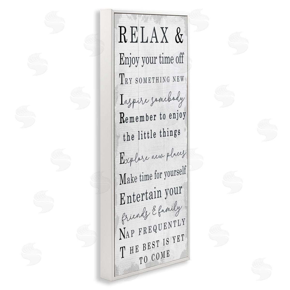 Stupell Studio Relax and Enjoy Retirement Phrases Self-Care Message White Framed Giclee Wall Art