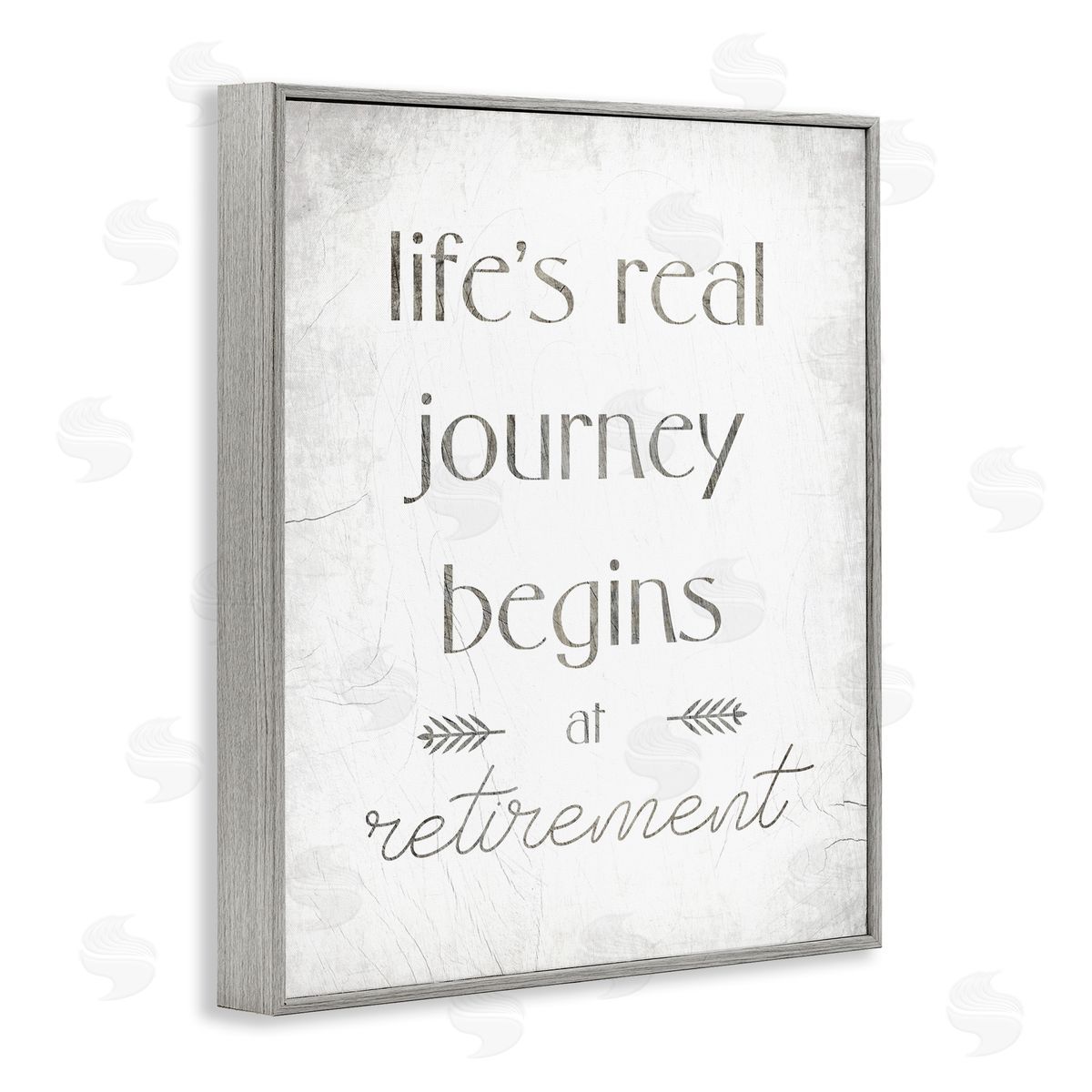 Stupell Studio Life's Journey Begins At Retirement Phrase Self-Care Quote Gray Framed Giclee Wall Art