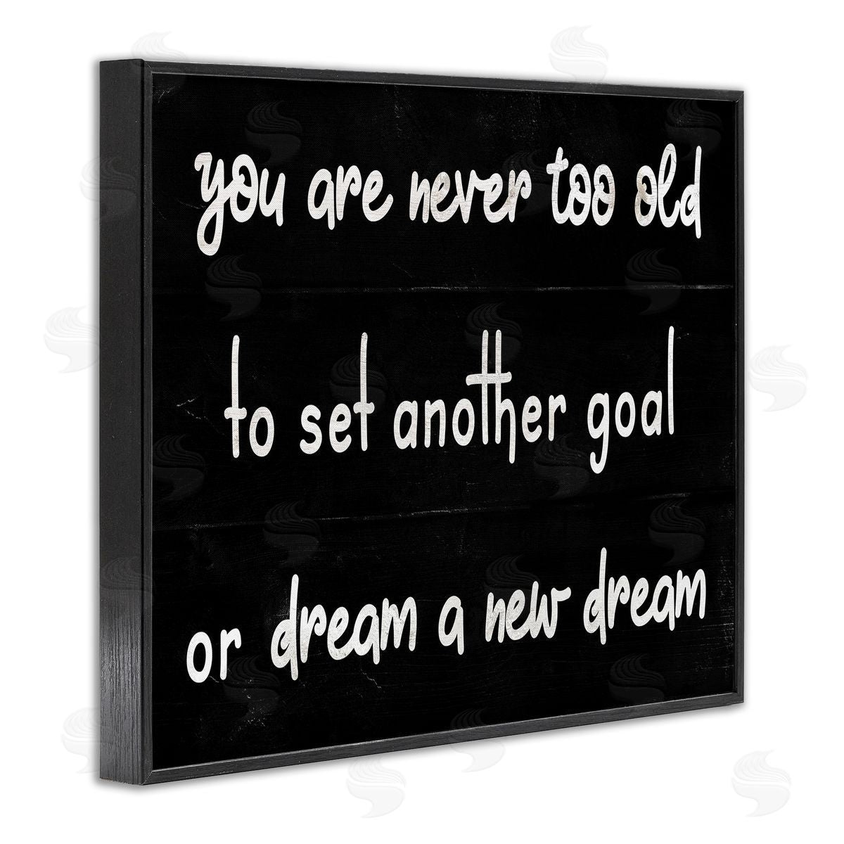 Stupell Studio Never To Old to Set Goals Phrase Minimal Black White Black Framed Giclee Wall Art