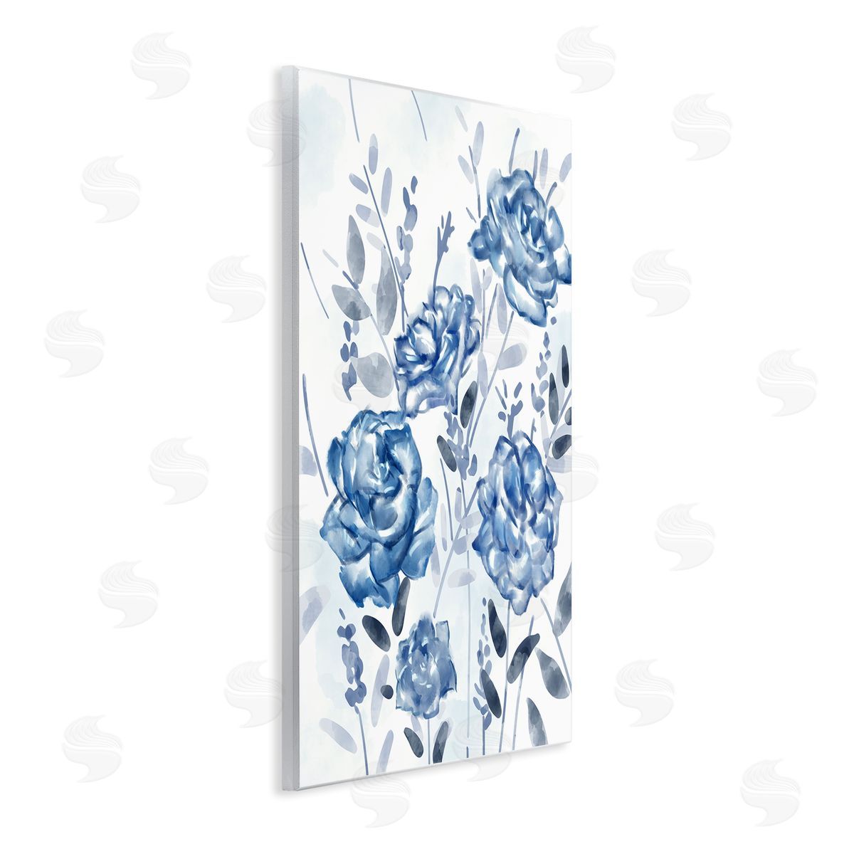 Ziwei Li Blue Rose Garden Abstract Toile Florals Wall Plaque Art