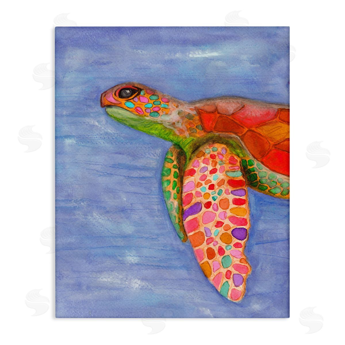 Elvira Errico Rainbow Sea Tortoise Soft Coastal Swimming Portrait Canvas Wall Art