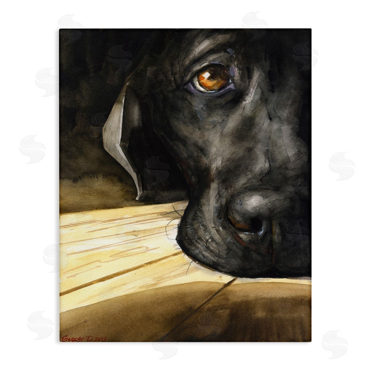 George Dyachenko Labrador Resting Pet Dog Portrait Brown Black Canvas Wall Art