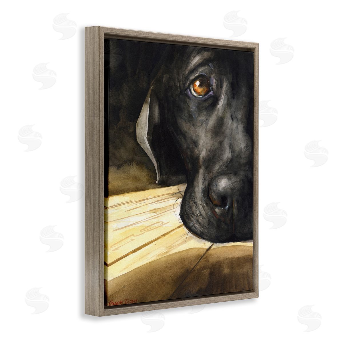 George Dyachenko Labrador Resting Pet Dog Portrait Brown Black Brown Floater Frame Canvas Art
