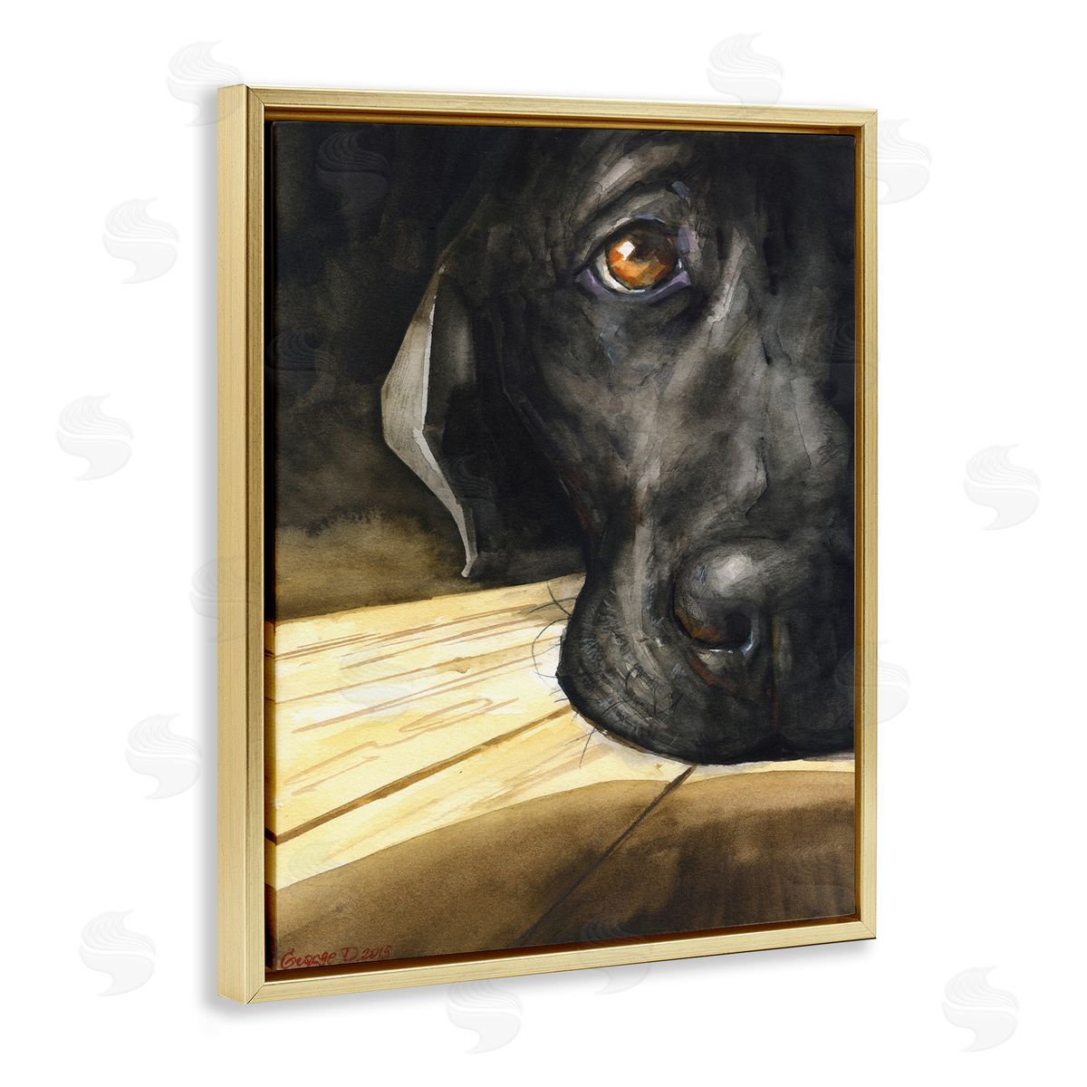 George Dyachenko Labrador Resting Pet Dog Portrait Brown Black Gold Floater Frame Canvas Art