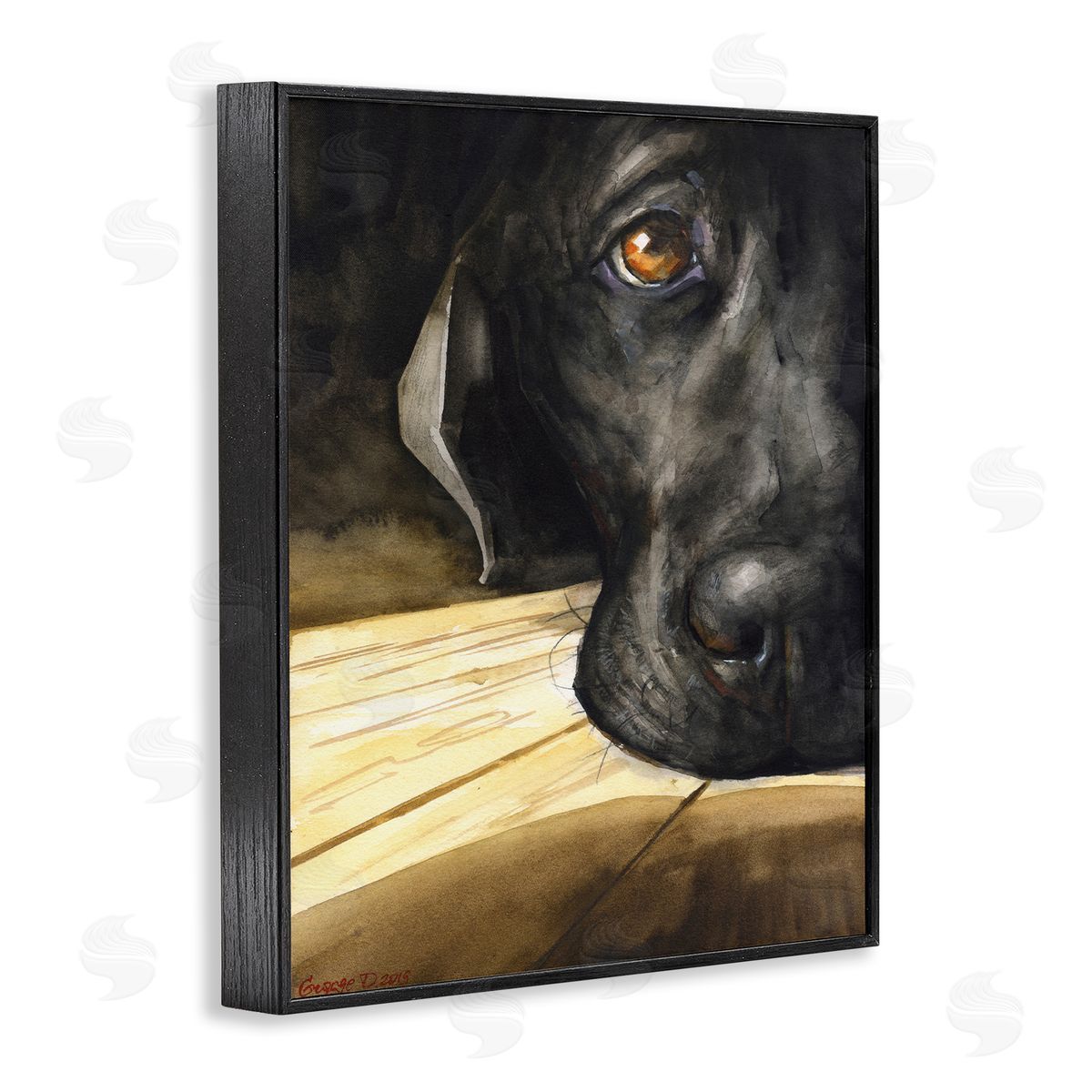 George Dyachenko Labrador Resting Pet Dog Portrait Brown Black Black Framed Giclee Wall Art
