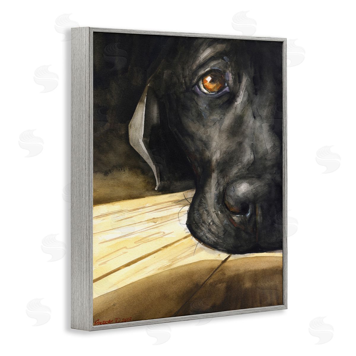 George Dyachenko Labrador Resting Pet Dog Portrait Brown Black Gray Framed Giclee Wall Art