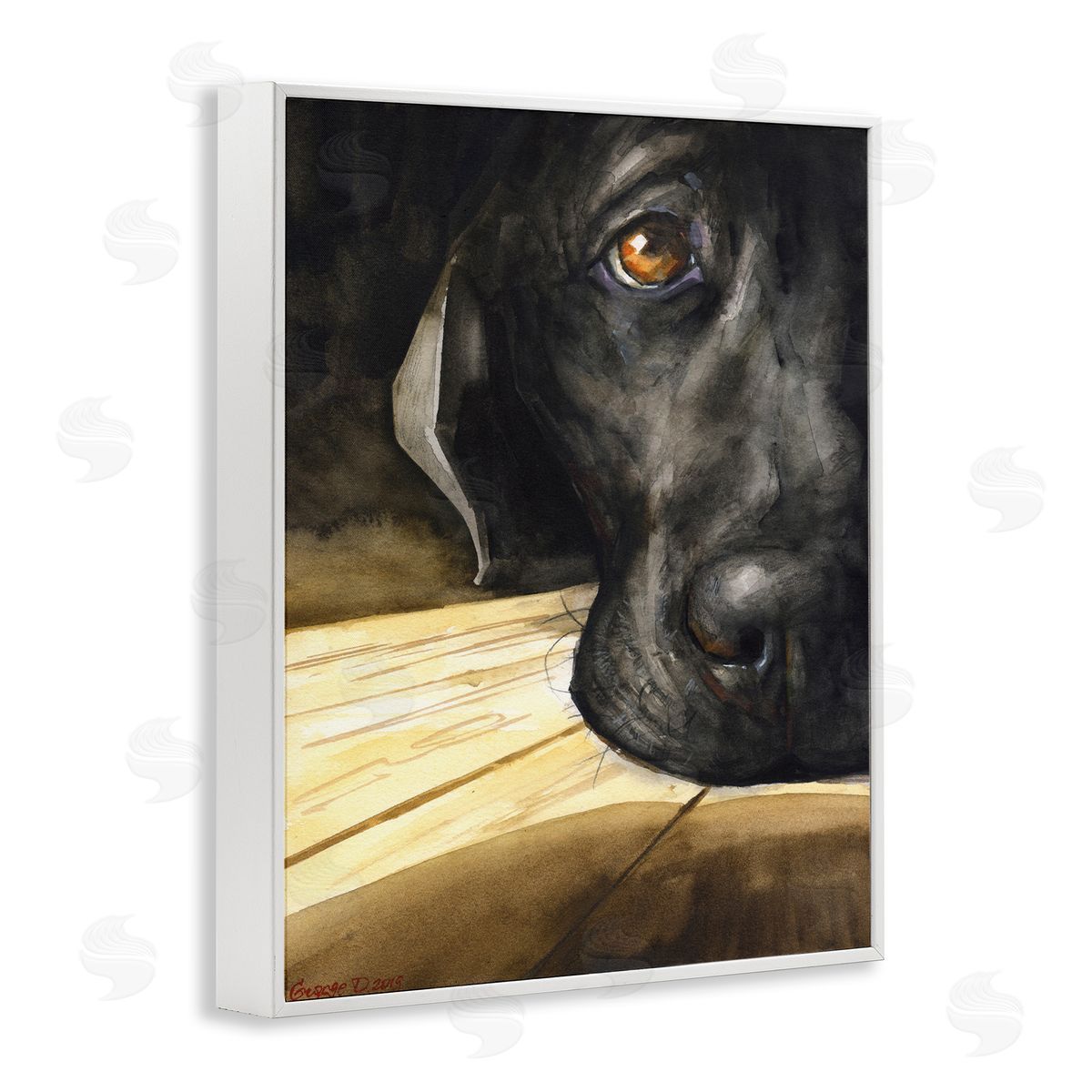 George Dyachenko Labrador Resting Pet Dog Portrait Brown Black White Framed Giclee Wall Art