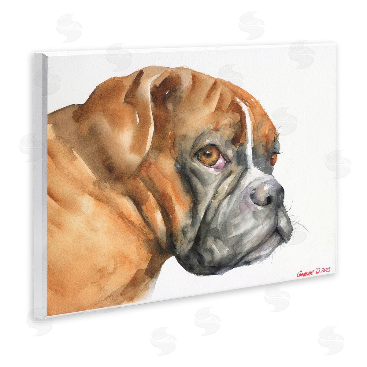 George Dyachenko Boxer Dog Looking Back Adorable Pet Portrait Wall Plaque Art