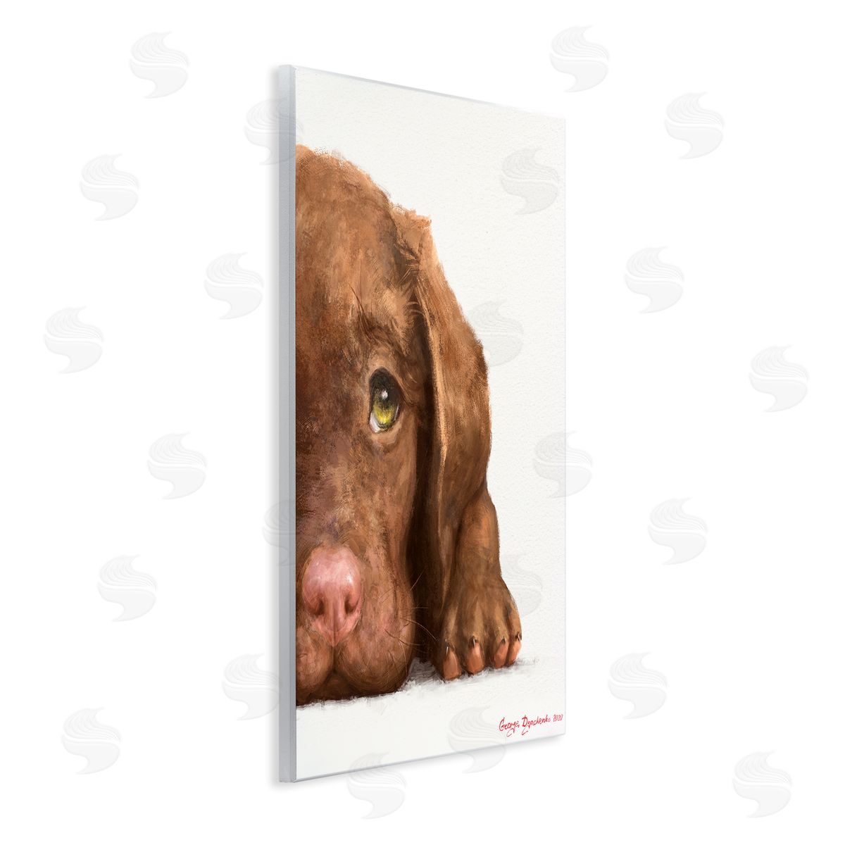 George Dyachenko Chocolate Labrador Puppy Resting Adorable Dog Portrait Wall Plaque Art