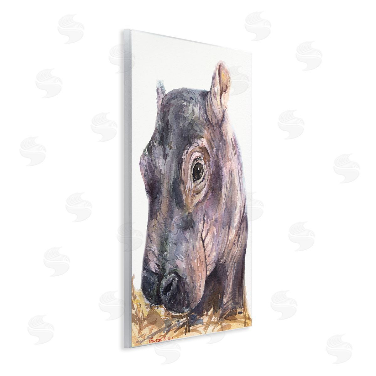 George Dyachenko Baby Hippo Portrait Adorable Grey Safari Animal  Wall Plaque Art