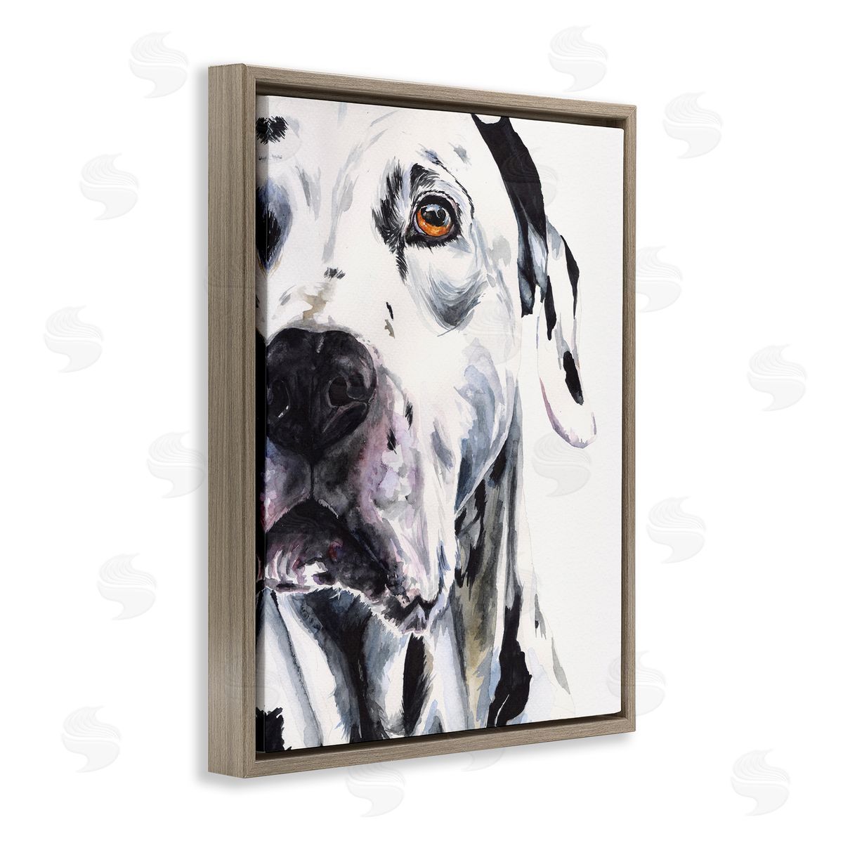 George Dyachenko Dalmatian Pet Dog Portrait Bold Spotted Dog Brown Floater Frame Canvas Art