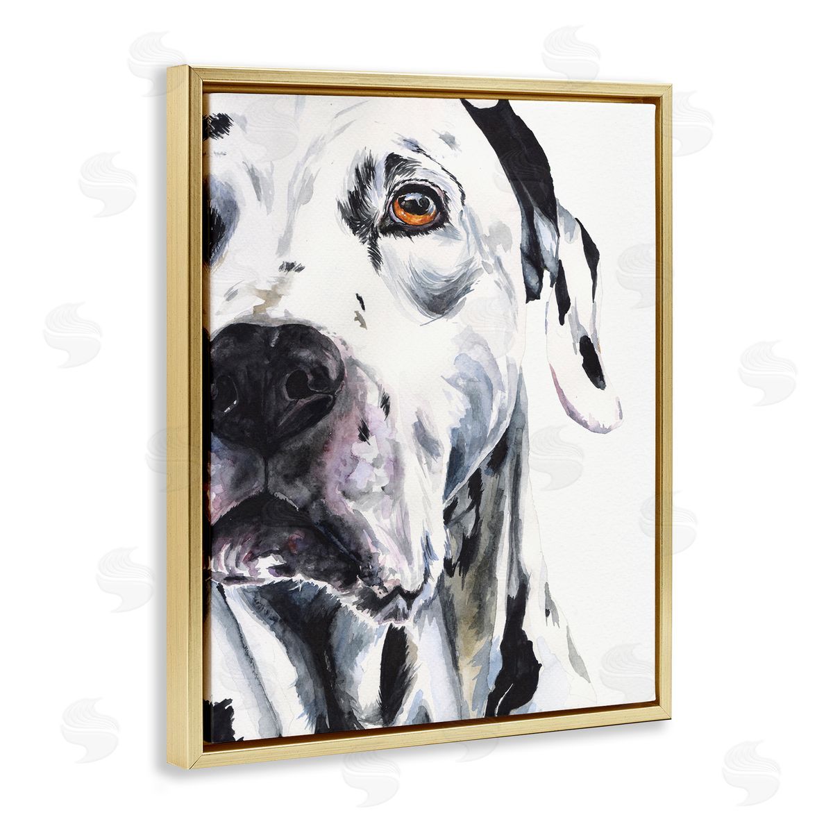 George Dyachenko Dalmatian Pet Dog Portrait Bold Spotted Dog Gold Floater Frame Canvas Art