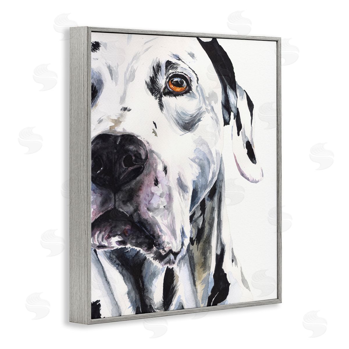 George Dyachenko Dalmatian Pet Dog Portrait Bold Spotted Dog Gray Framed Giclee Wall Art