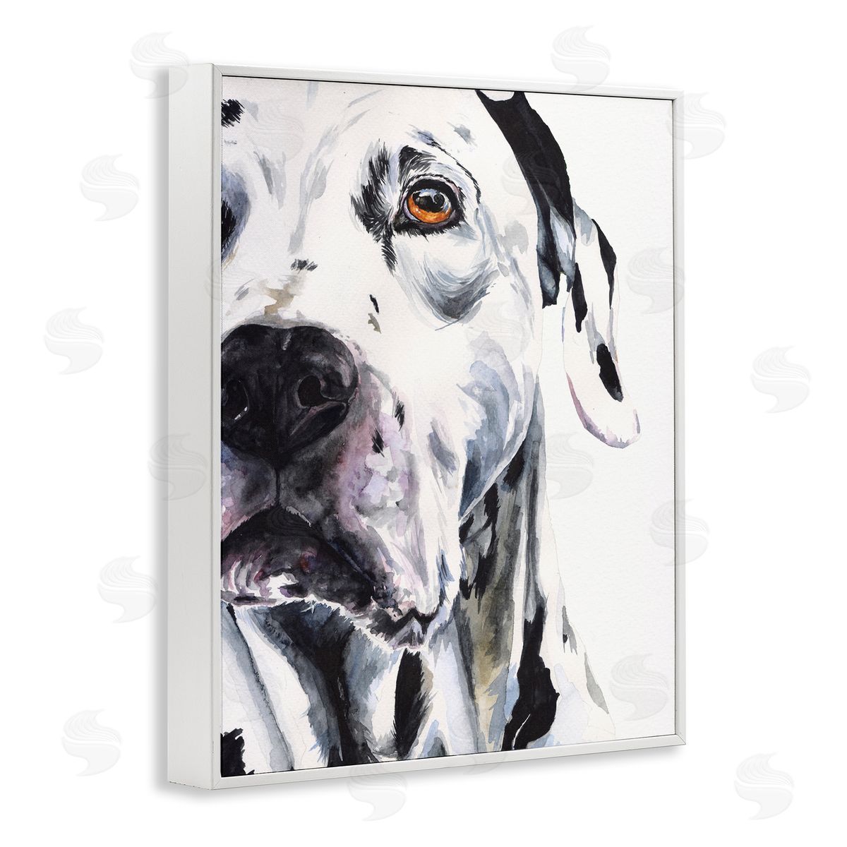 George Dyachenko Dalmatian Pet Dog Portrait Bold Spotted Dog White Framed Giclee Wall Art