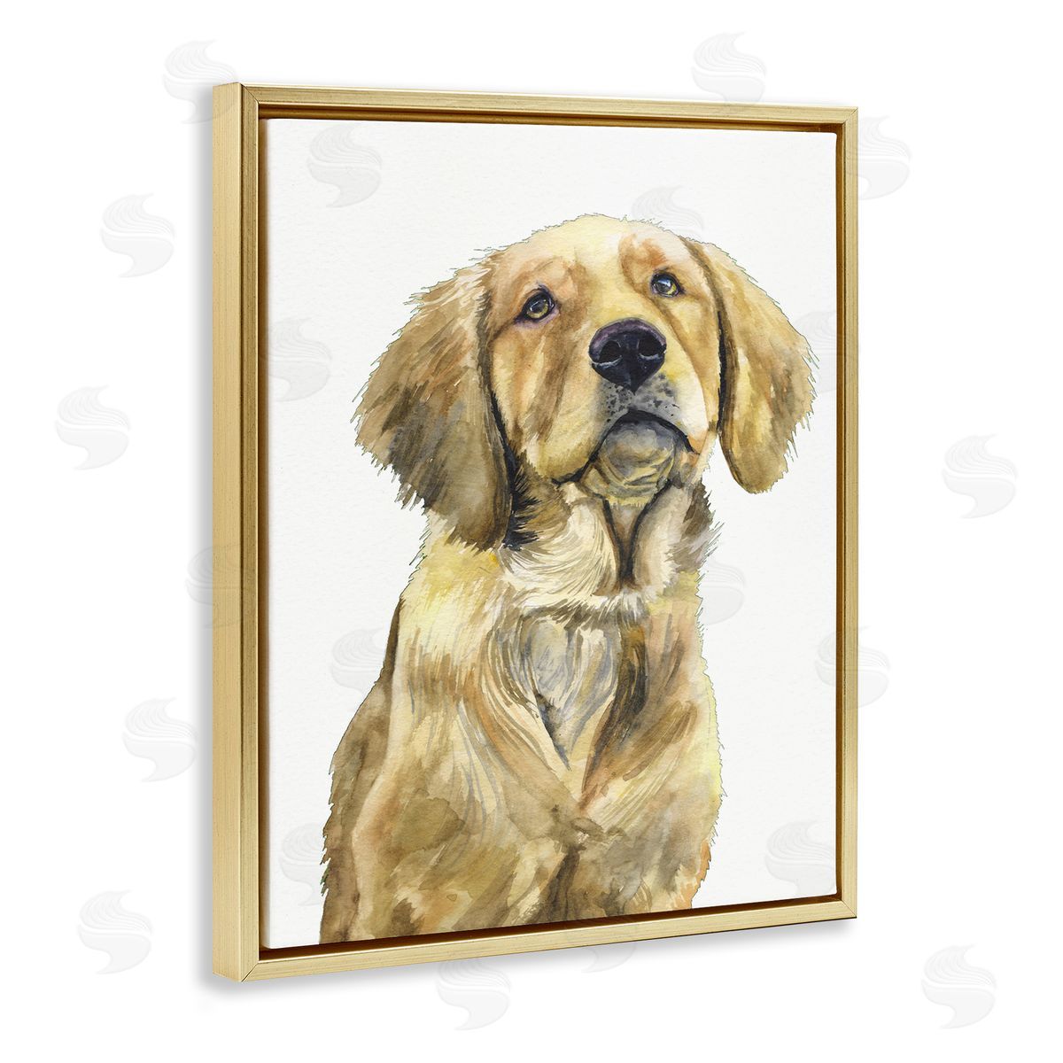 George Dyachenko Golden Retriever Puppy Portrait Soft Yellow Dog Gold Floater Frame Canvas Art