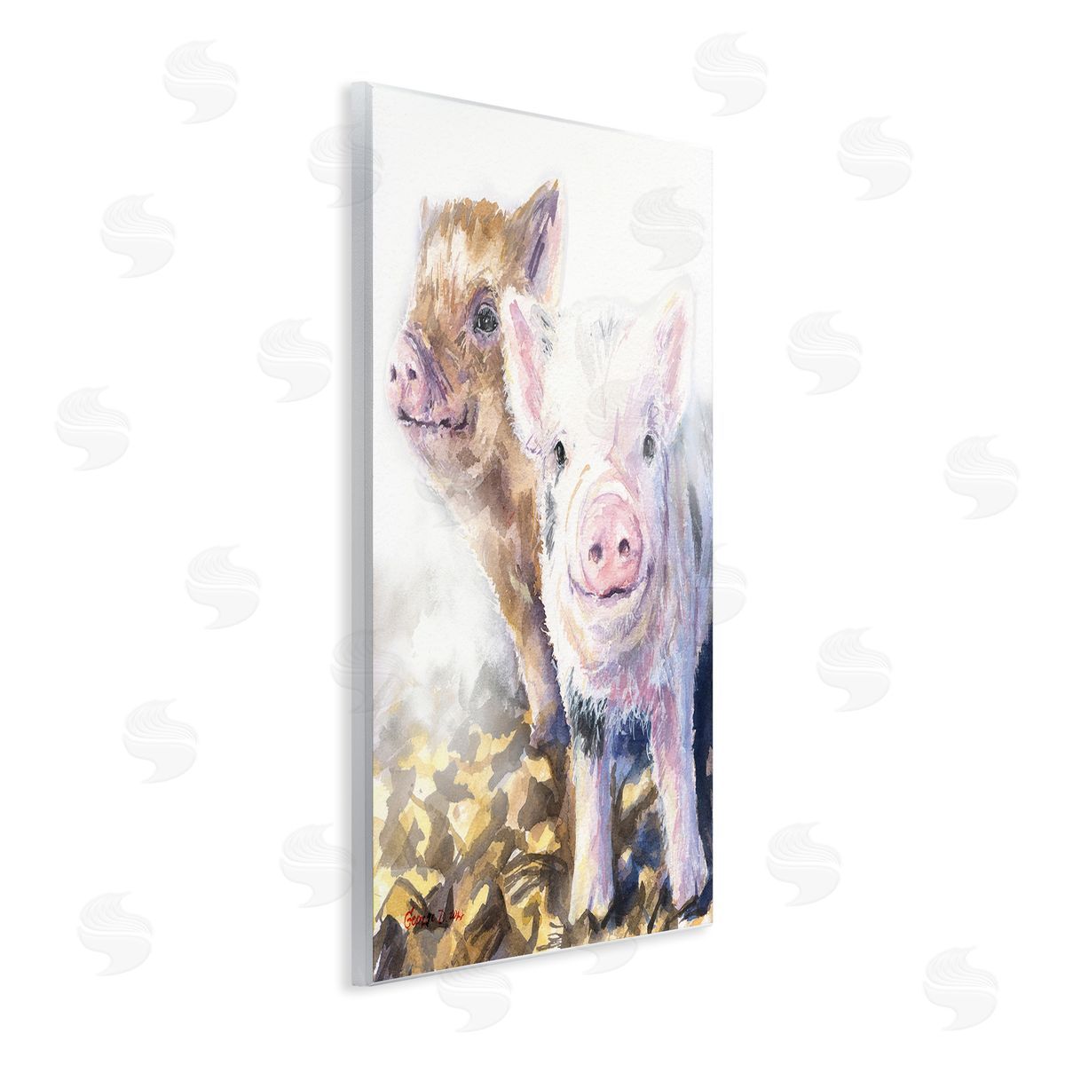 George Dyachenko Baby Piglets Smiling Adorable Farm Animals Wall Plaque Art