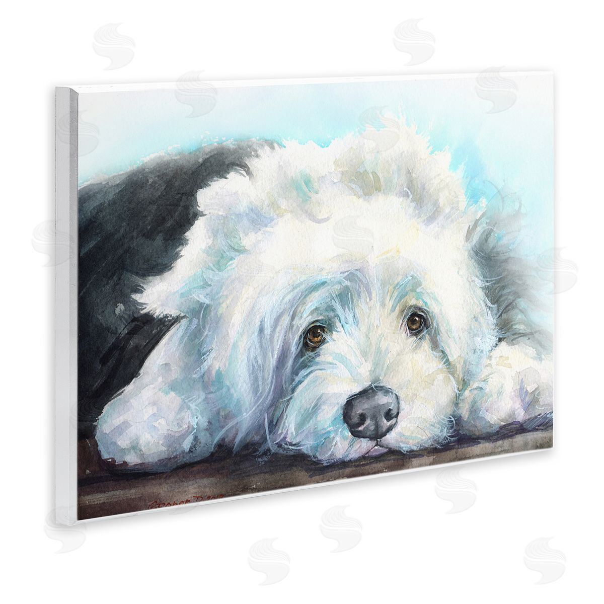 George Dyachenko Fluffy Old English Sheepdog Puppy Resting Wall Plaque Art
