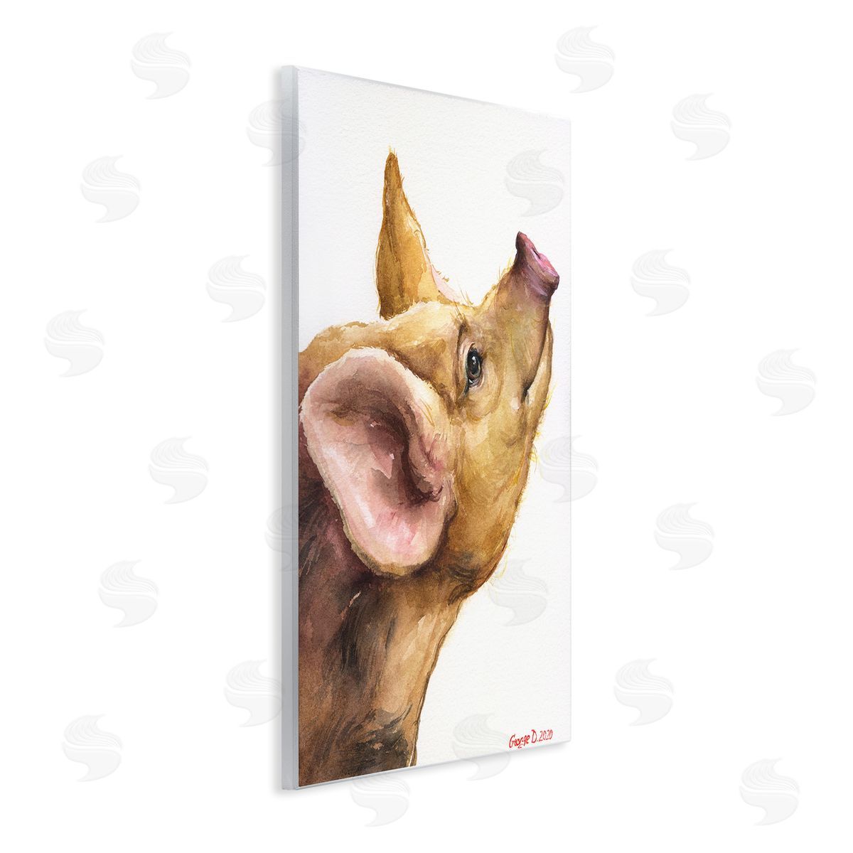 George Dyachenko Oxford Sandy Piglet Adorable Farm Animal Gaze Wall Plaque Art